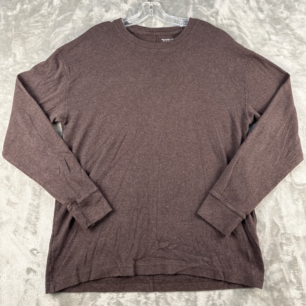 Abercrombie & Fitch Shirt Mens L Soft A&F Collection Brown Waffle Knit EUC